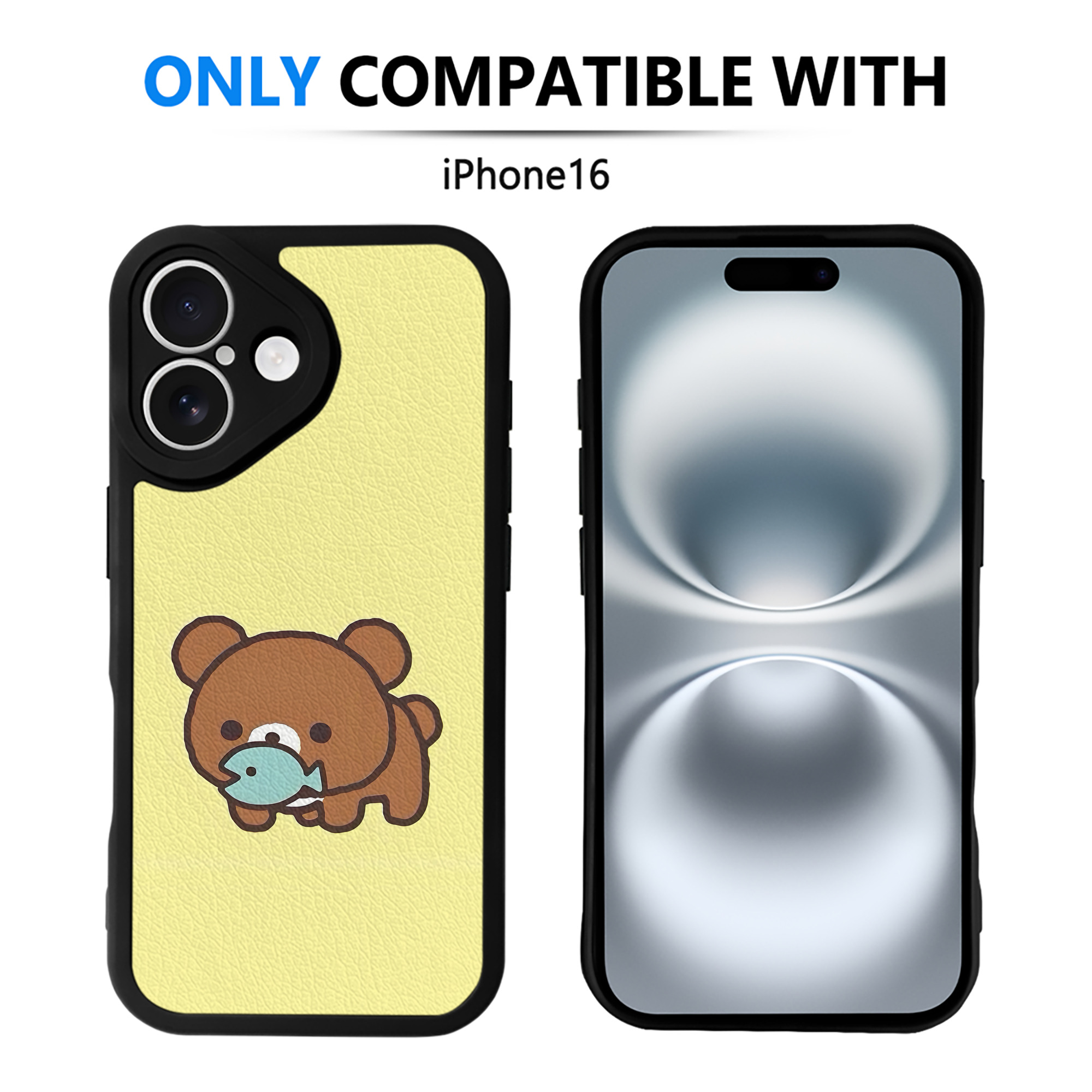 （画像用） リラックマ リラックマ キイロイトリ Rilakkuma Korilakkuma Kiiroitori 【iPhone 16シリーズ対応】シリコンスマホケース（レザー調） 材質：シリコン